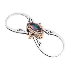 Turkish Reversible Marquise Alexandrite and White Topaz 925 Sterling Silver Ring