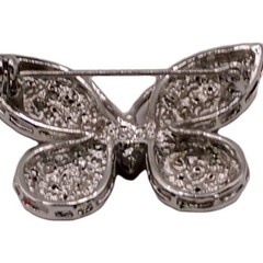 Vintage Pink Purple Rhinestone Butterfly Brooch Silver Tone Insect Pin 2 By 1 in