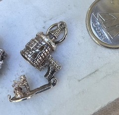 Vintage English Sterling Charm LONDON BLOODY TOWER Opens Articulated Execution