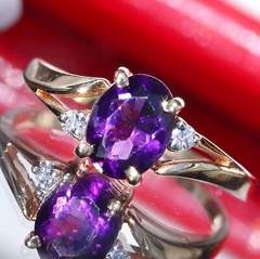 10k yellow gold ring 1.00ct natural amethyst diamond sz 6.5 handmade 2.0g N3011U