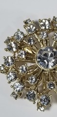 rhinestone brooch pin pendant clear starburst mid century atomic vintage jewelry