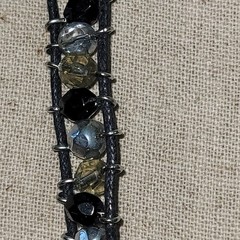 Vintage COOKIE LEE Black Cord Silver Toggle Convertible Necklace Bracelet