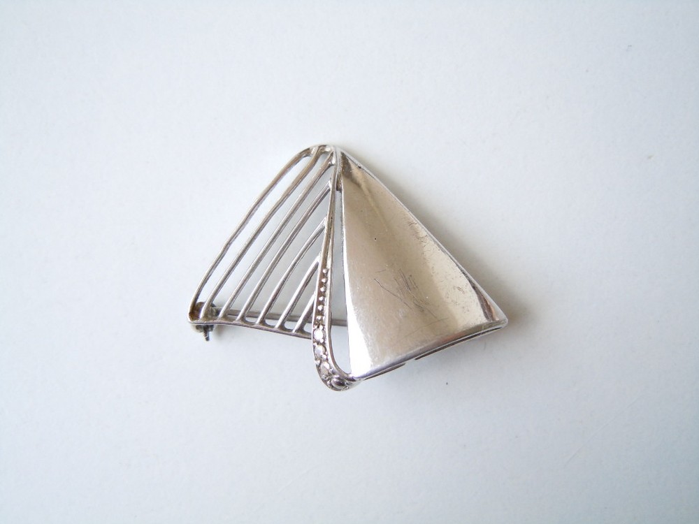 925 Sterling Silver Designer Brooch Theodor Klotz 3.4 G / 3.1 X 2.4 Cm