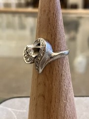 13 Diamond 14k White Gold Free Form Ring 6.73 gr Size 6.75 Vintage STUNNING!