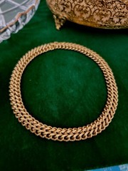 VINTAGE MONET MONDERNIST GOLD TONE CHAIN CHOKER NECKLACE 15″ Good Quality