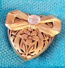VTG-1995 “Angels of Love” Gold Tone Floral Heart & Rhinestone Earrings By Jane