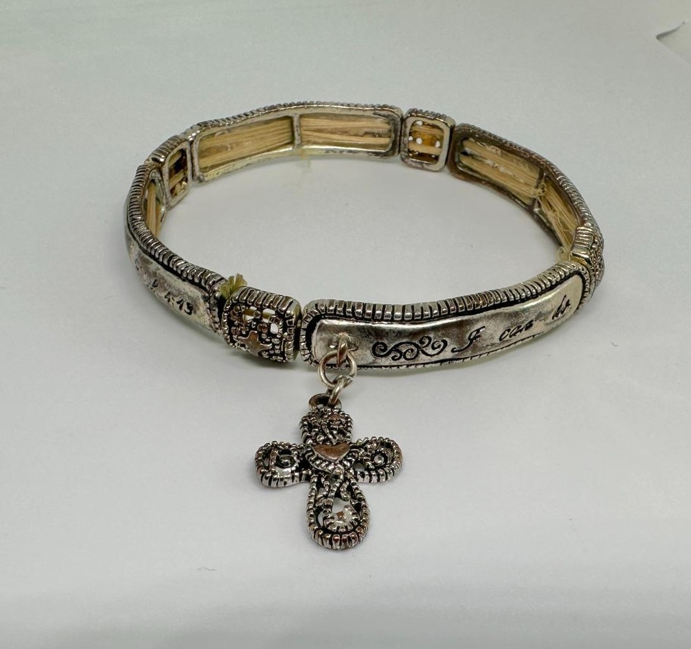 Vikki Carr Cross Bracelet Silver Certificate Of Authenticity I Can Do Everything