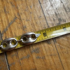 Vintage Sterling Silver Mariner Puffy Link Bracelet Italy 7.75” Long 0.5” Wide