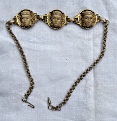 Vintage Selro Selini Necklace Gold Metal 60s/70s Era Asian Princess Face