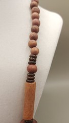 Vintage 70s Chunky Wood Bead Statement Necklace Boho Retro Barrel Clasp 25″ 2oz