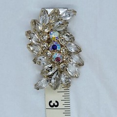 2.5″ Vintage Clear Navettes and AB Rhinestone Brooch Floral