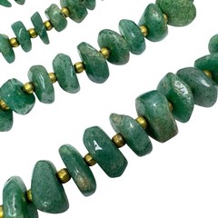 Vintage Green Aventurine Irregular Nugget Goldtone Bead Necklace