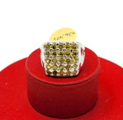 Vtg Sz 7 Ring Green Cubic Zirconia High-end Unique Fashion Jewelry Beauty Glam