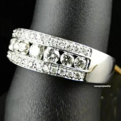 3Ct Half Eternity Round Cut Lab Created Diamond 925 Silver Anniversary Band Ring