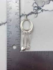 Vintage 925 Sterling Silver Black Onyx Modernist Fringe Pendant