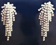 Glamorous Vintage Waterfall Clear Rhinestone Multi Strand Pierced Earrings