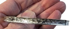 Vintage Marathon 925 Sterling Silver Etched Leaf Pattern Hinged Bangle Bracelet