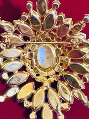 JULIANA DeLizza Elster Stippled Easter Egg & Rhinestone Brooch Vintage Jewelry