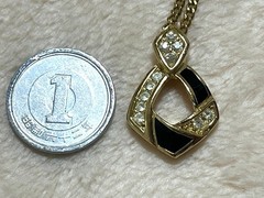 Grosse Necklace Vintage Germany Gold Black Rhinestone Pendant 39cm Elegant