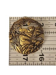 VINTAGE TONA SIGNED GOLDTONE CIRCLE JUNGLE BROOCH