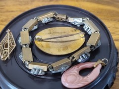 Victorian Edwardian Art Deco Jewellery Lot 10k gold Brass Glass GF See Video