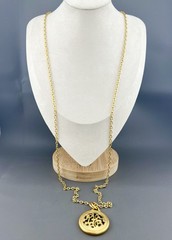 Vintage Monogram Necklace Victorian Revival Pendant Gold Tone 36”