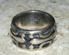 ⚜️ VINTAGE 70s GOTHIC 925 STERLING SILVER Wide Band ARTISAN Ring ESTATE FIND ⚜️