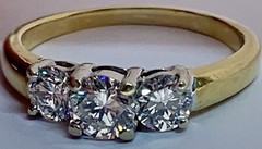 18k Yellow & White Gold Diamond Ring, Natural Earth Diamonds, Vintage, Estate