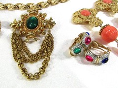 Vintage Jewelry Lot Many Trifari plus Monet KJL Barrera Coventry Rhinestone too