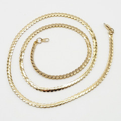 Serpentine Style Shiny Gold Tone Chain Necklace Womens Mens Vintage 24 inch