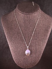 JTV Oval Natural Amethyst Floral Pendant Necklace Sterling Silver Adj Length