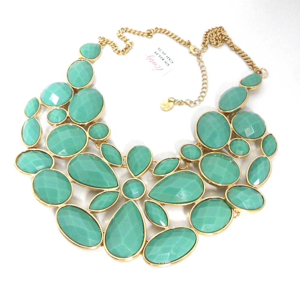 Icing Bib Necklace Seafoam Green Cabochons Pear Oval Marquise MSRP $22.50 NWT