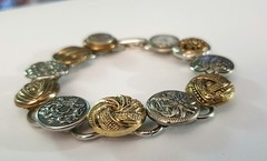 Vintage Silver/Gold/Brass/Copper Assorted Metal Button/Paris Watch Face Bracelet