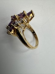 Vintage Sterling Silver Gold-toned w/ Purple and White Stones Sz 7 (4.7g)