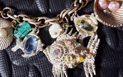 Vintage Sea Life Charm Bracelet & Earring SET Fish Shells Signed Germany 🔥🔥