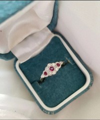 2Ct Art Deco Style Round Lab Created Ruby & Diamond Wedding 14k Gold Finish Ring