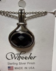 Wheeler Black Onyx Pendant Sterling Silver Finish Vintage Y2K Classic Minimalist