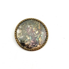 Vintage Depose France Brooch Courting Couple Trombone Clasp Old World Brass Gift