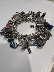 Vintage Sterling Silver World Traveler Charm Bracelet – Fully Loaded Multi-Char