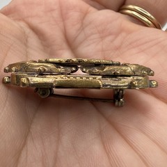 Antique Victorian Gold Tone Hinged Dress Clip Sash Clasp Ornate Brooch