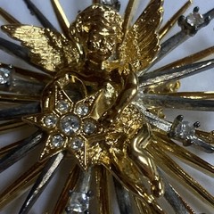 VTG RJ GRAZIANO Brooch Angel Cherub Brooch Stars Mix Metal Starburst Pin