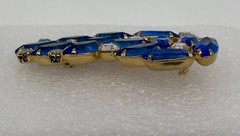 Vintage Blue Navette and Clear Prong-Set Rhinestone Brooch Open Back, Not Signed