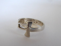 925 Sterling Silver Vintage JSF Mexico Egyptian Ankh Unisex Ring Size 7.5 Vtg.