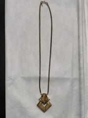 Vintage 1960’s Trifari Signed Gold Plated Lucite Pendant Necklace