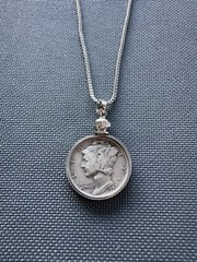 Beautiful Mercury Dime Necklace • Authentic Silver Coin • w/20in Stainless Steel