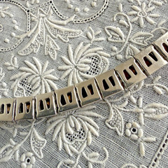 Antique Art Deco H&S Sterling Silver Ruby Red Paste Channel Set Tennis Bracelet