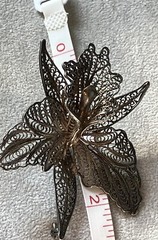 Vintage Silver Tone Filigree Flower Brooch 2.25 X 2 Inches