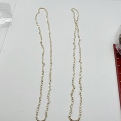 Lovely VTG rice pearl necklace two single strands 32″ bridal no clasp natural