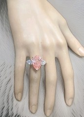 14k Rose Gold Engagement Ring 10.77ct Lab Grown Pink Diamond Pear Shape IGI