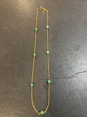 Vintage Trifari Faux Jade & Gold Tone Necklace